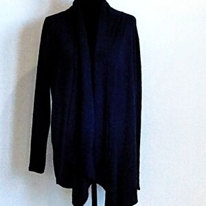 Athleta Black Draped Open-Front Cardigan